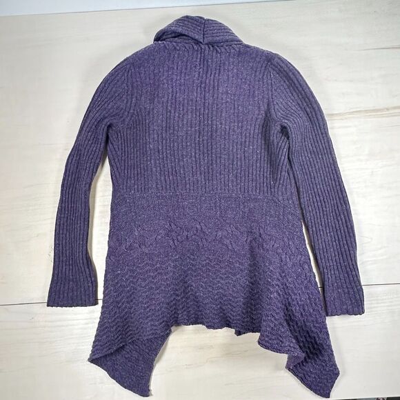 Anthropologie Canary‎ Wool Blend Purple Ribbed Cardigan Sweater Small - Picture 8 of 9